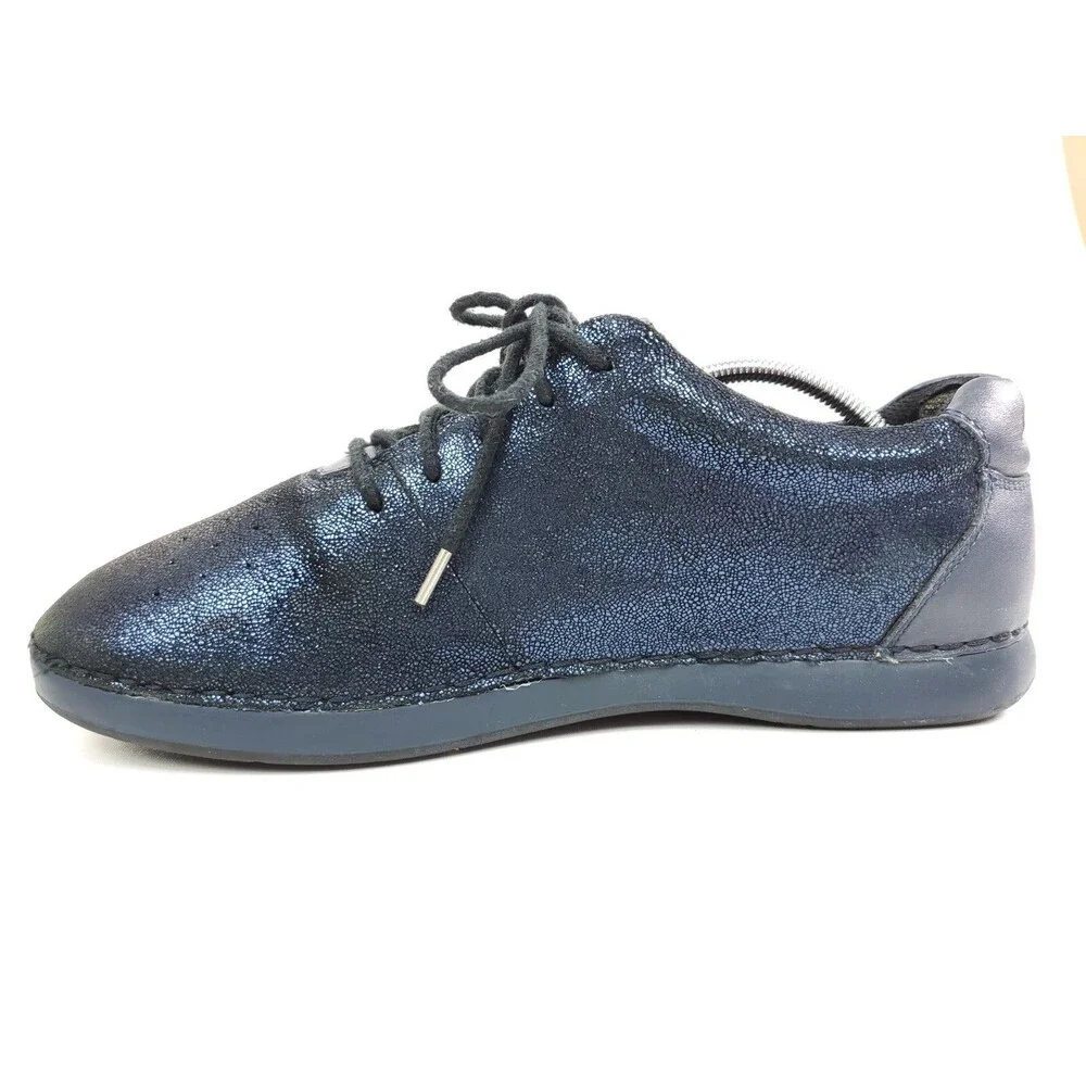 Alegria PG Lite Dark Blue Metallic Lace Up Sneakers Leather Shoes Size 10.5